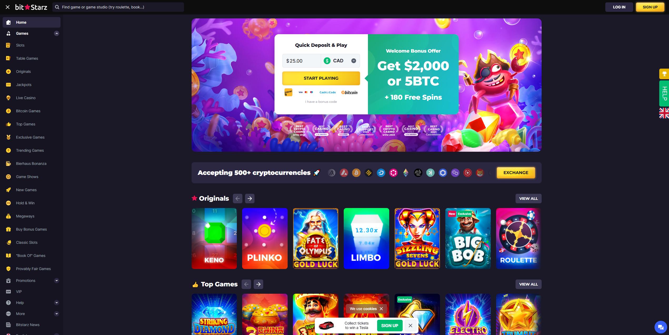 BitStarz casino interface