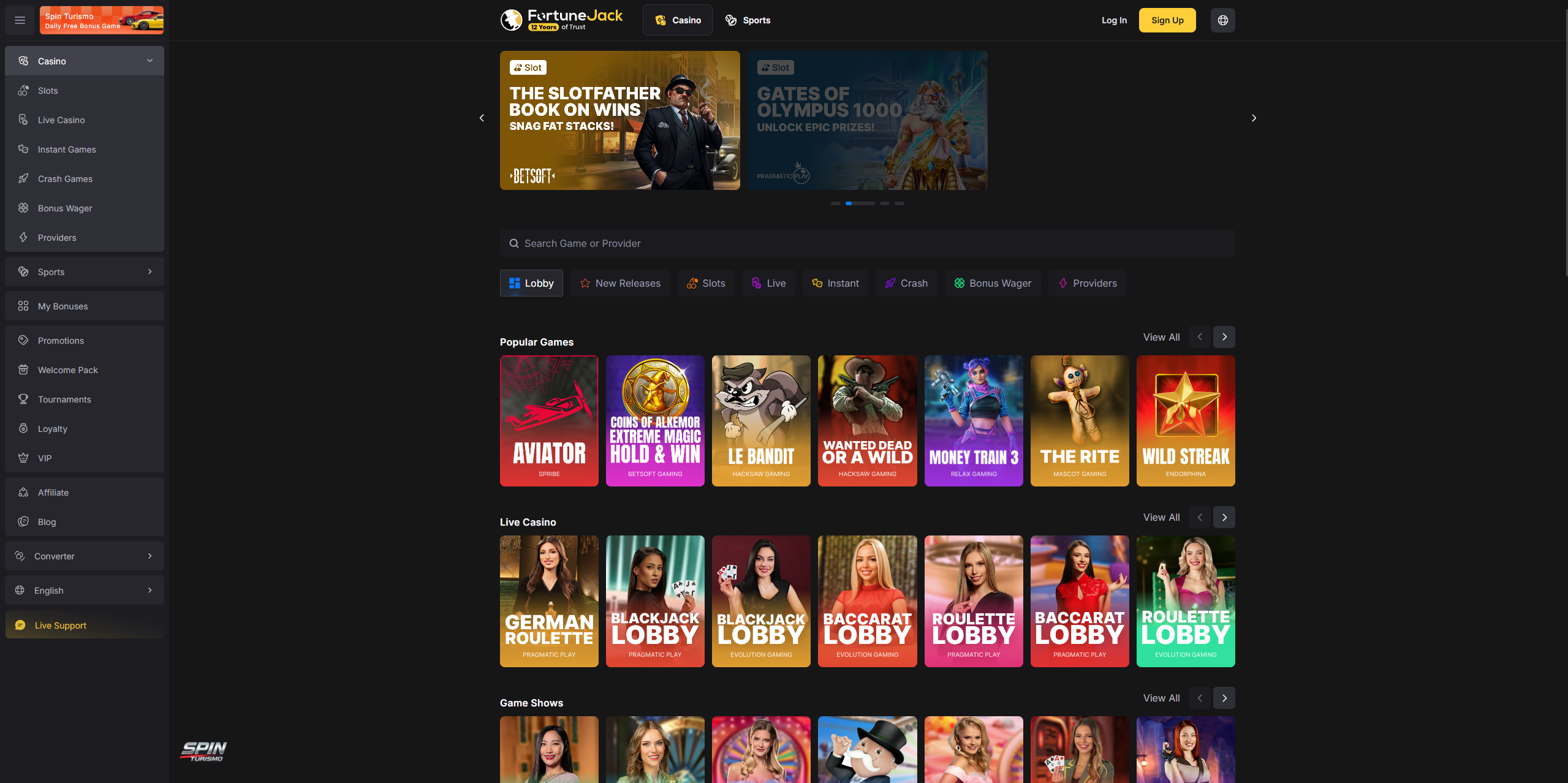 FortuneJack interface